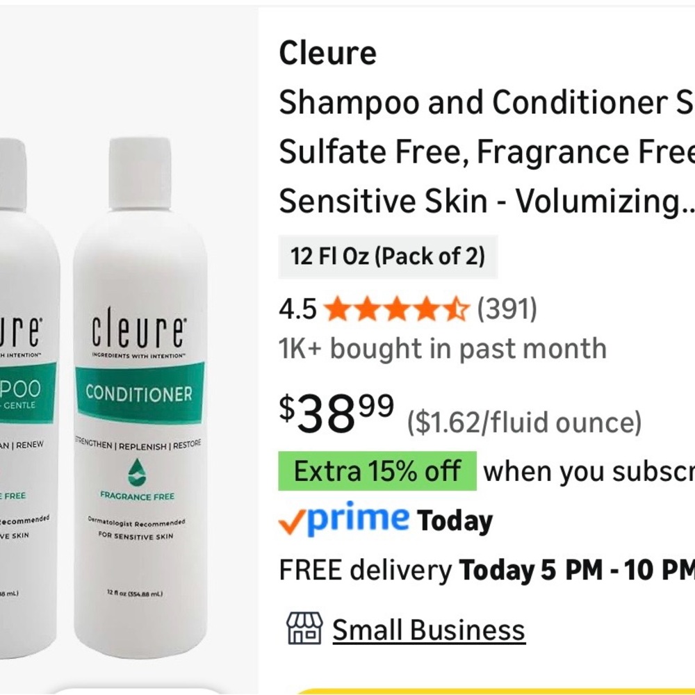 NEW Set of Cleure Shampoo & Conditioner - Picture 2 of 2